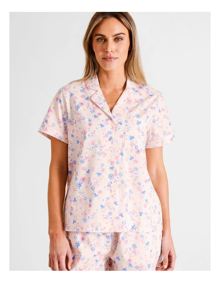Core Cotton Short Sleeve Short PJ Set in Ecru Floral Print image 3