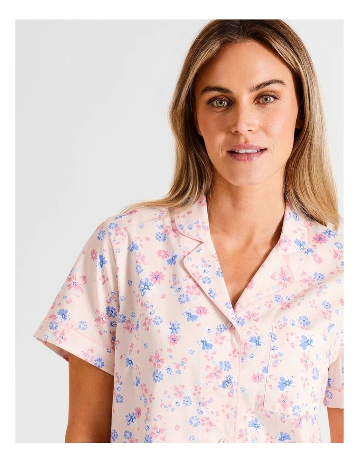 Core Cotton Short Sleeve Short PJ Set in Ecru Floral Print image 4