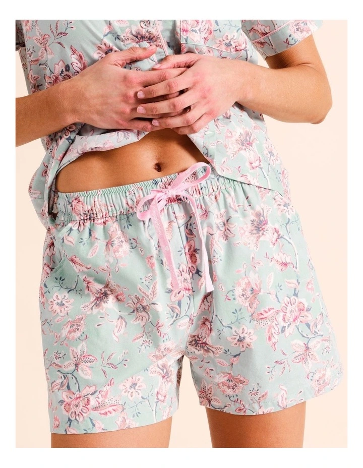 Core Cotton Short Sleeve Short PJ Set in Mint Paisley Floral Print image 5