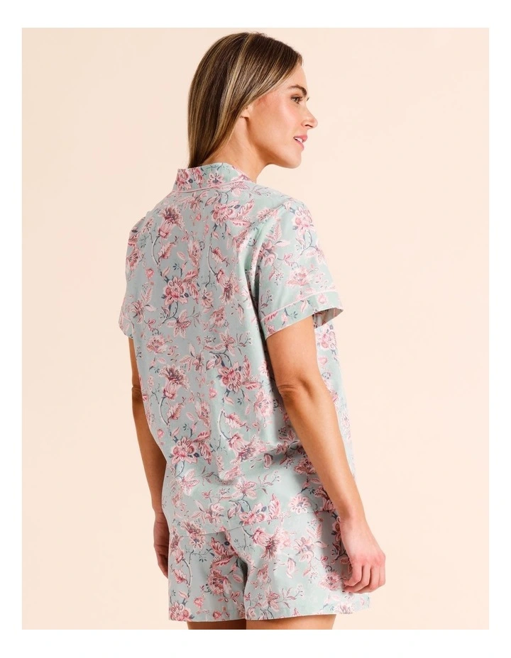 Core Cotton Short Sleeve Short PJ Set in Mint Paisley Floral Print image 6
