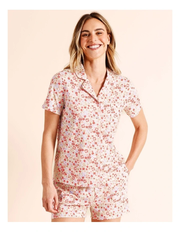Everyday Cotton Knit PJ Set in Red Ditsy Print image 2