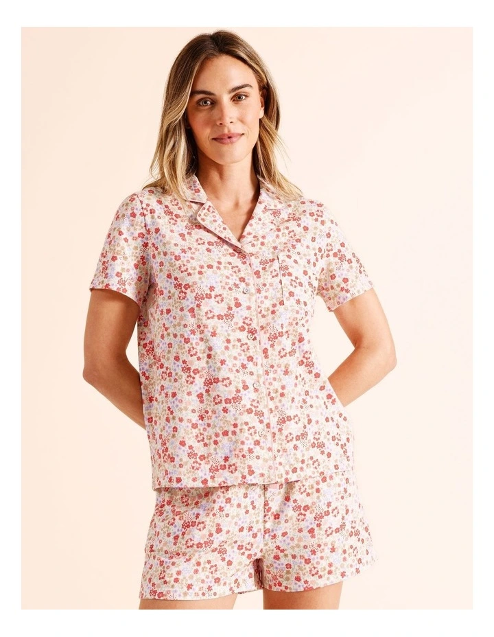 Everyday Cotton Knit PJ Set in Red Ditsy Print image 3