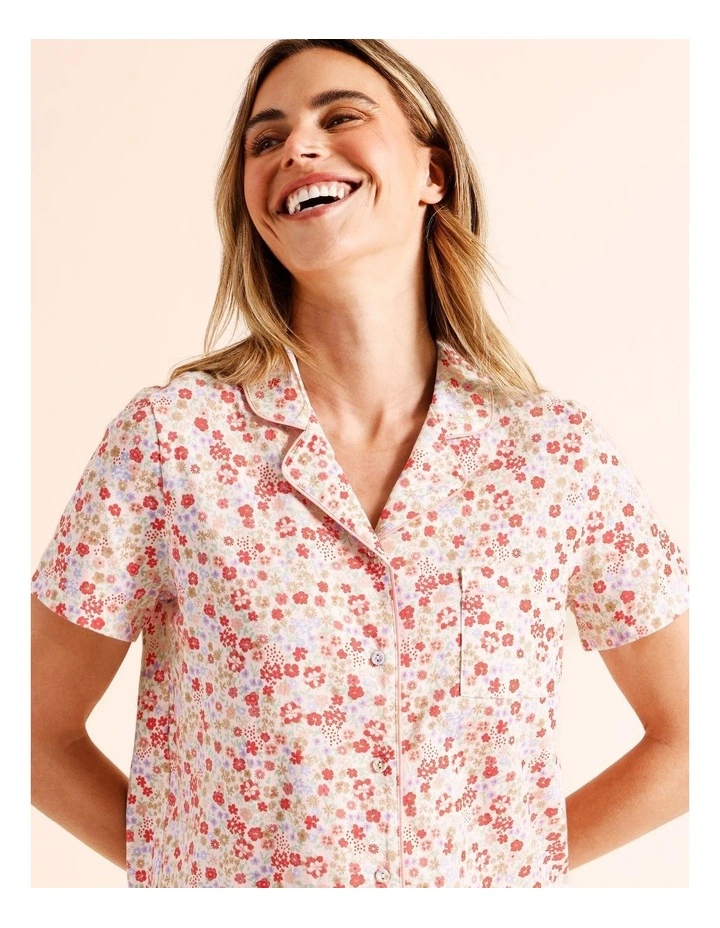 Everyday Cotton Knit PJ Set in Red Ditsy Print image 7
