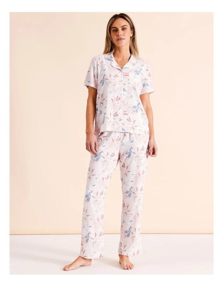 Viscose Short Sleeve Long PJ Set in Japanese Floral Print image 1