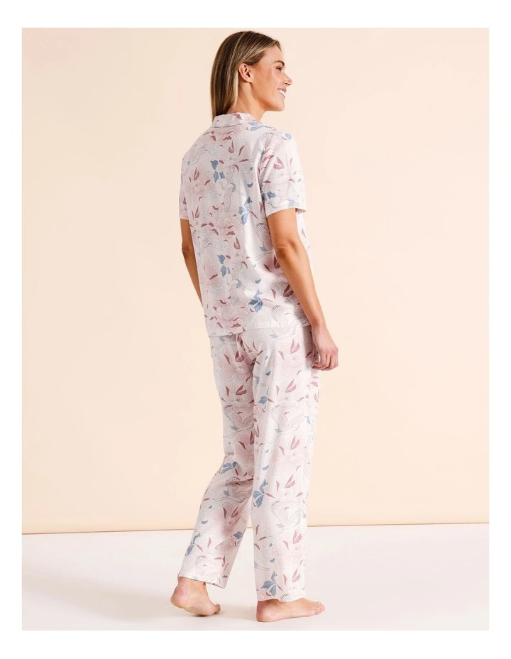 Viscose Short Sleeve Long PJ Set in Japanese Floral Print image 4