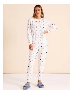 Cosy Fleece PJ Set in Duck Check Print