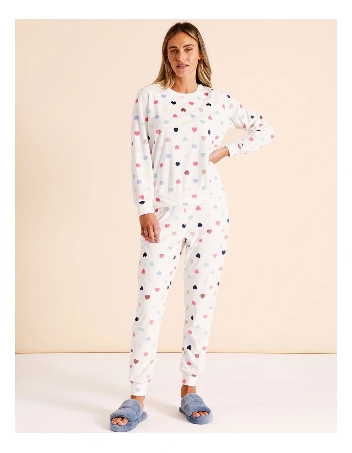 Cosy Fleece PJ Set in Duck Check Print image 1