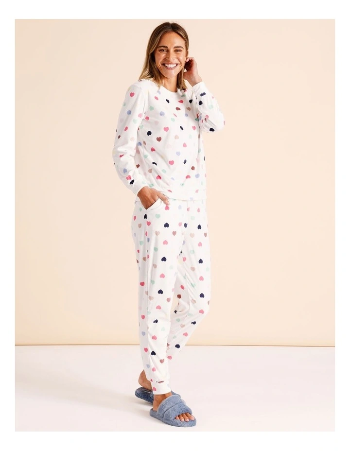 Cosy Fleece PJ Set in Duck Check Print image 3