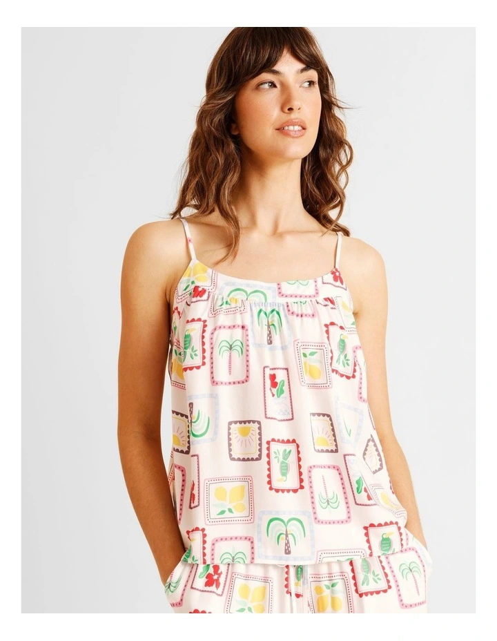 Serene Viscose Twill Cami Boxer Set in Holiday Stamp Print image 2
