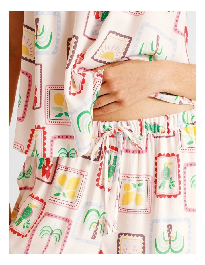 Serene Viscose Twill Cami Boxer Set in Holiday Stamp Print image 4
