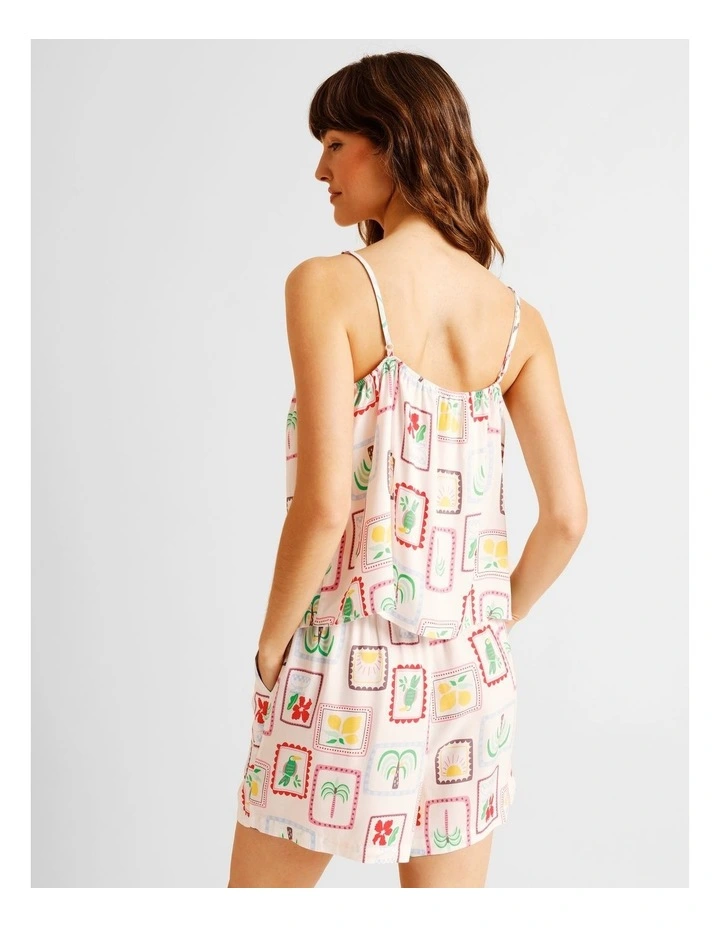Serene Viscose Twill Cami Boxer Set in Holiday Stamp Print image 5