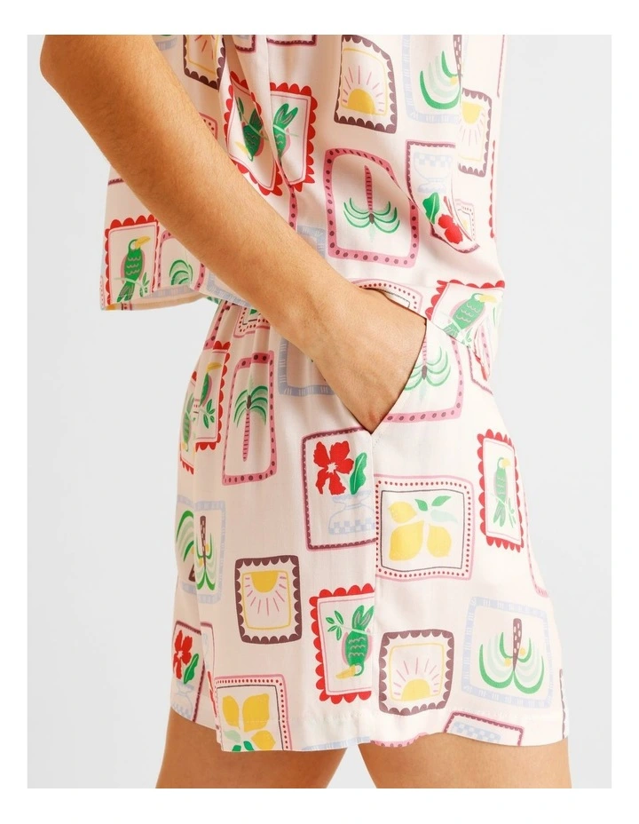 Serene Viscose Twill Cami Boxer Set in Holiday Stamp Print image 6