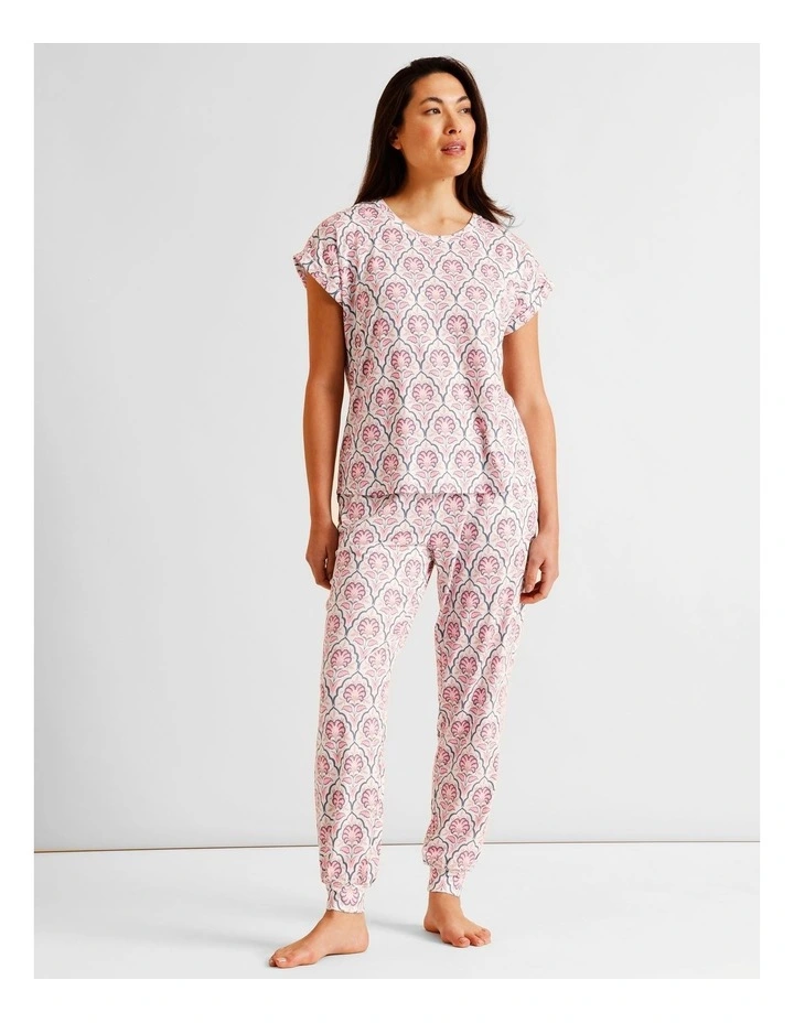 Everyday PVE Short Sleeve Long Pant PJ Set in Wallpaper Print image 1