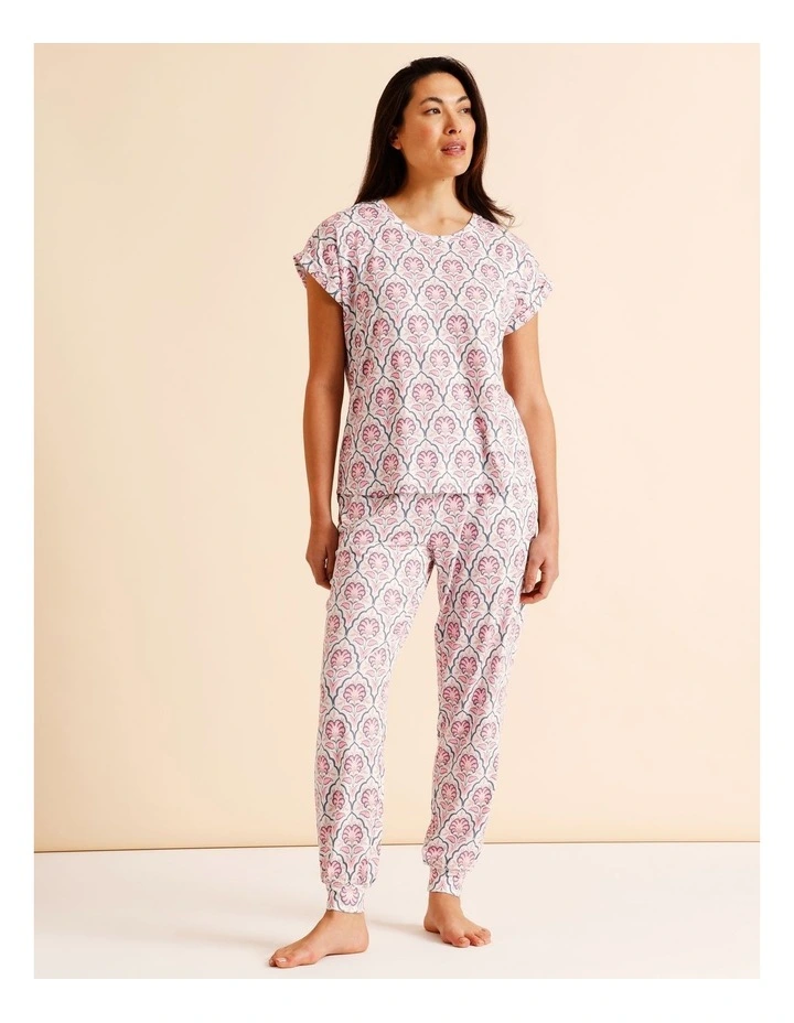 Everyday PVE Short Sleeve Long Pant PJ Set in Wallpaper Print image 1