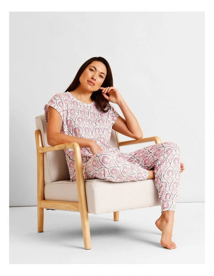 Everyday PVE Short Sleeve Long Pant PJ Set in Wallpaper Print image 2