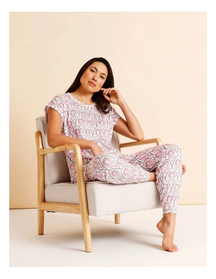 Everyday PVE Short Sleeve Long Pant PJ Set in Wallpaper Print image 2