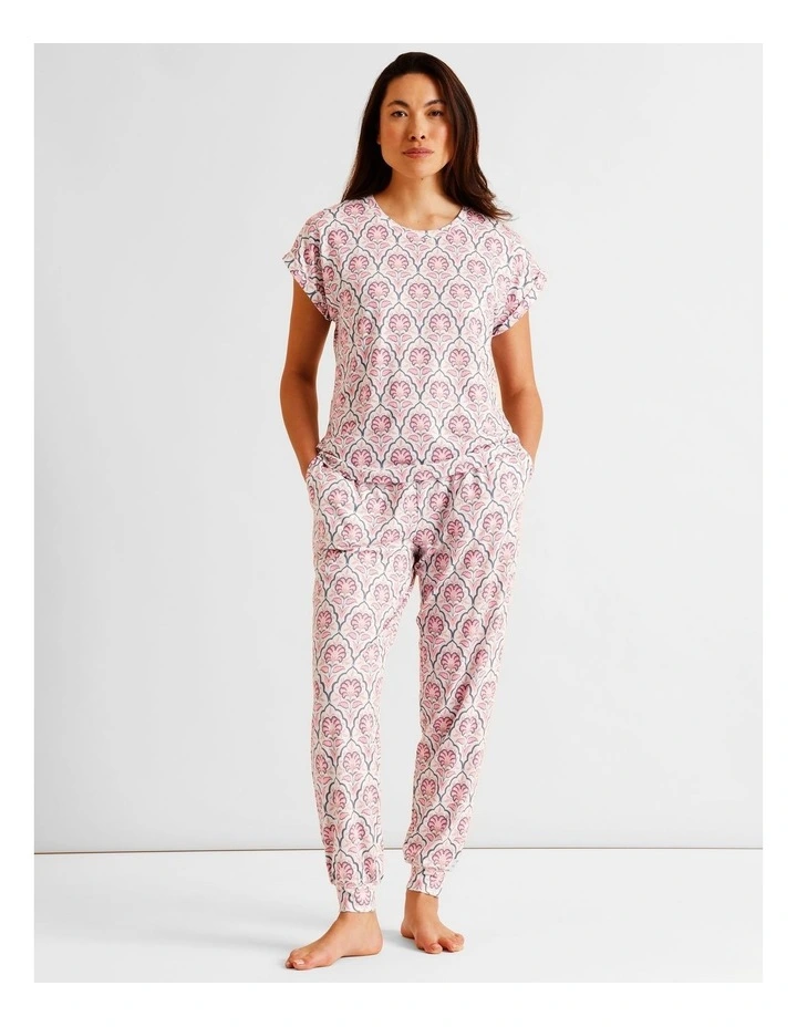 Everyday PVE Short Sleeve Long Pant PJ Set in Wallpaper Print image 4