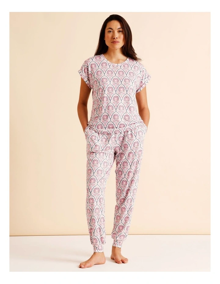 Everyday PVE Short Sleeve Long Pant PJ Set in Wallpaper Print image 4