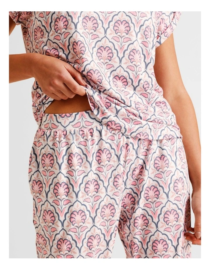 Everyday PVE Short Sleeve Long Pant PJ Set in Wallpaper Print image 5