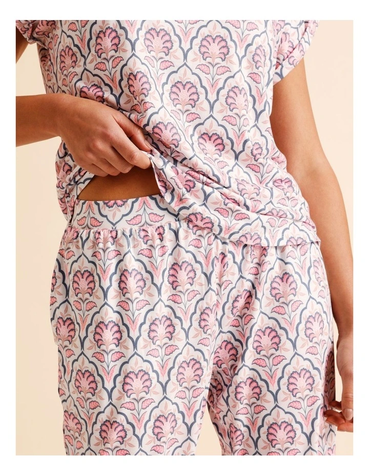 Everyday PVE Short Sleeve Long Pant PJ Set in Wallpaper Print image 5