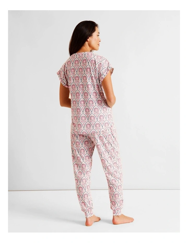 Everyday PVE Short Sleeve Long Pant PJ Set in Wallpaper Print image 6