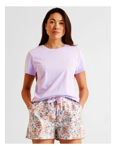 Essentials Short Sleeve Short PJ Set in Lilac Floral Print