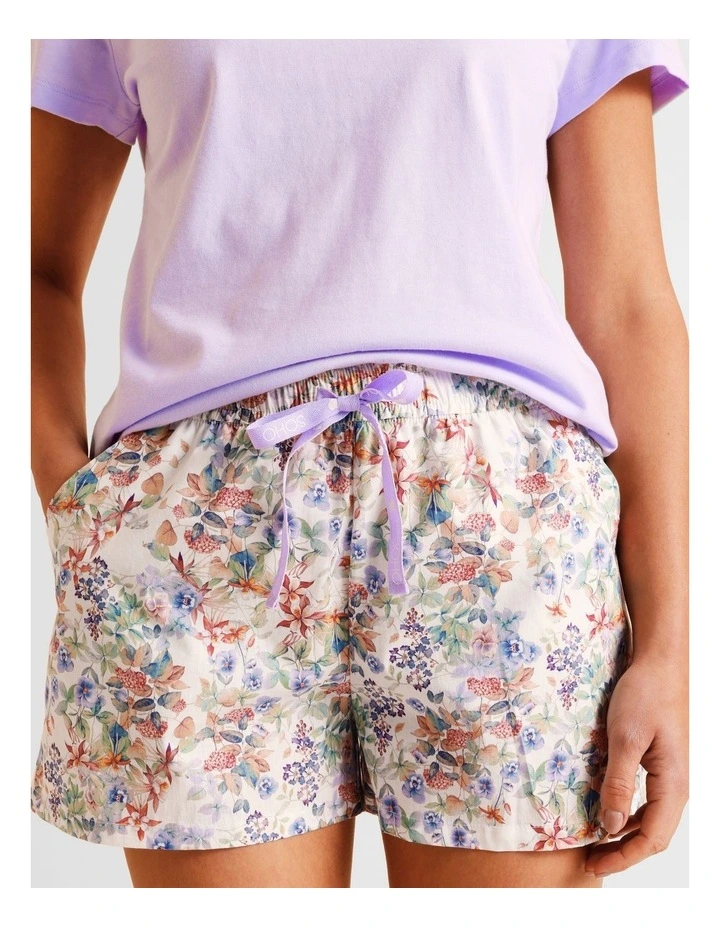 Essentials Short Sleeve Short PJ Set in Lilac Floral Print image 5