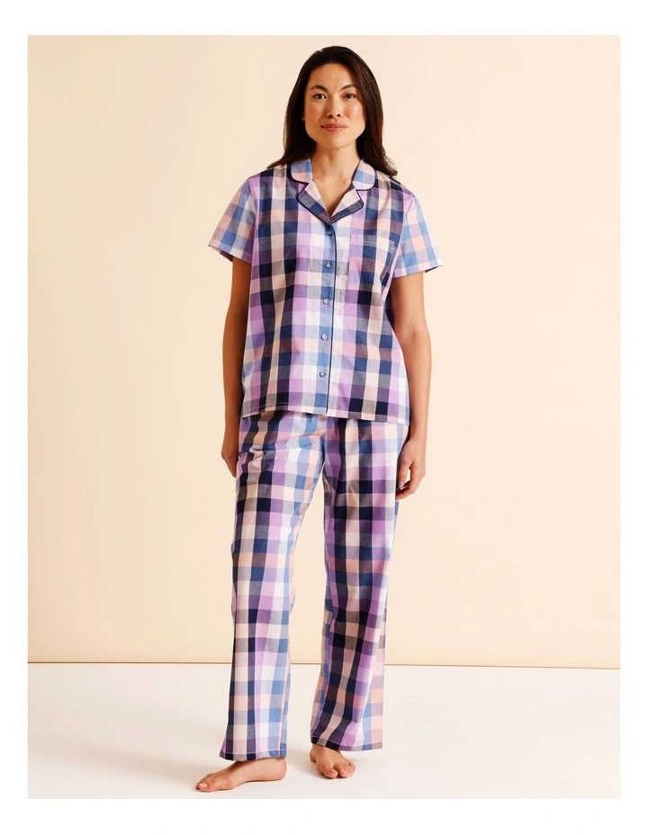 Core Cotton Short Sleeve Long Pant PJ Set in Buffalo Check Print image 1