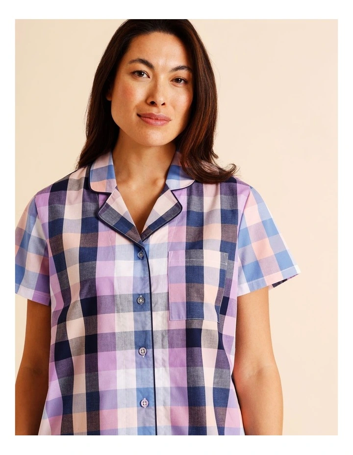 Core Cotton Short Sleeve Long Pant PJ Set in Buffalo Check Print image 2