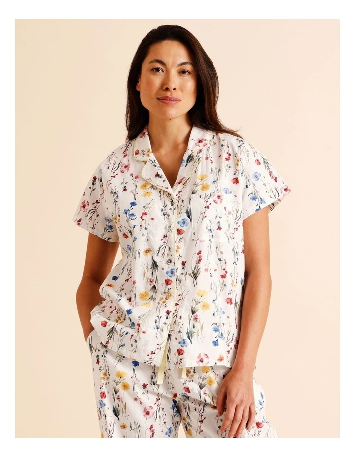 Core Cotton Short Sleeve Long Pant PJ Set in Garden Floral Print image 2