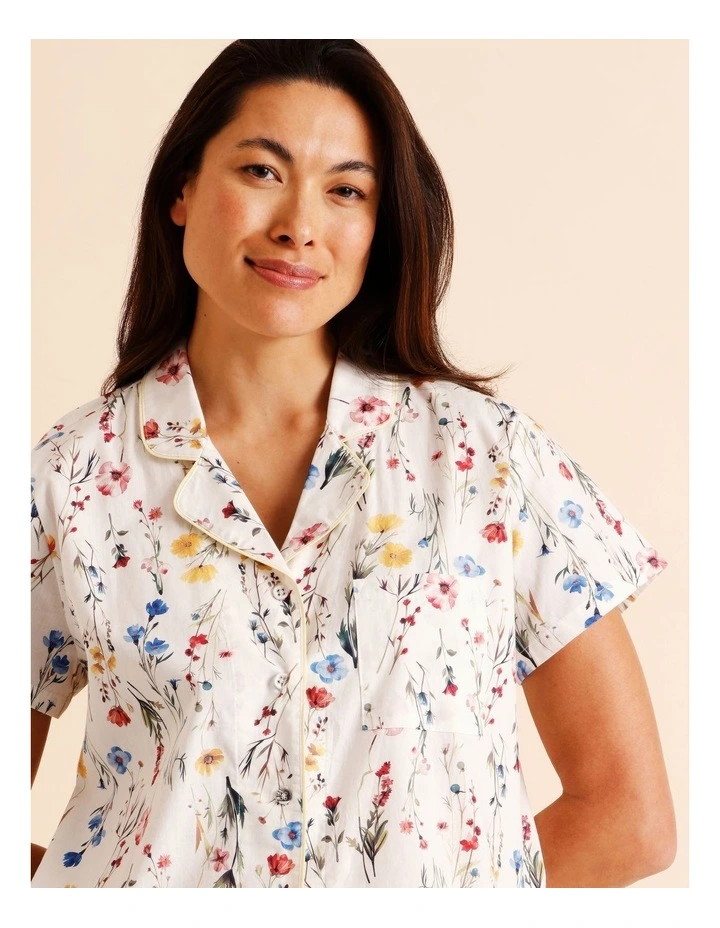 Core Cotton Short Sleeve Long Pant PJ Set in Garden Floral Print image 3