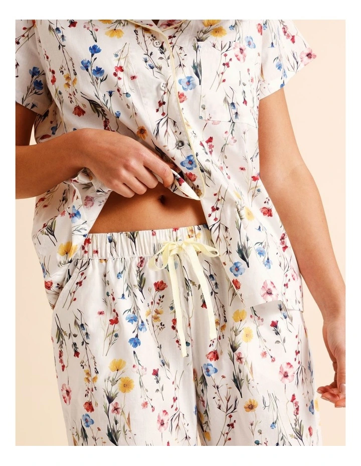 Core Cotton Short Sleeve Long Pant PJ Set in Garden Floral Print image 4
