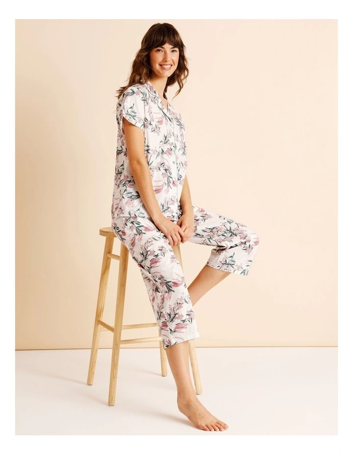 Core Cotton Short Sleeve 3/4 Pant PJ Set in Native Floral Print image 6