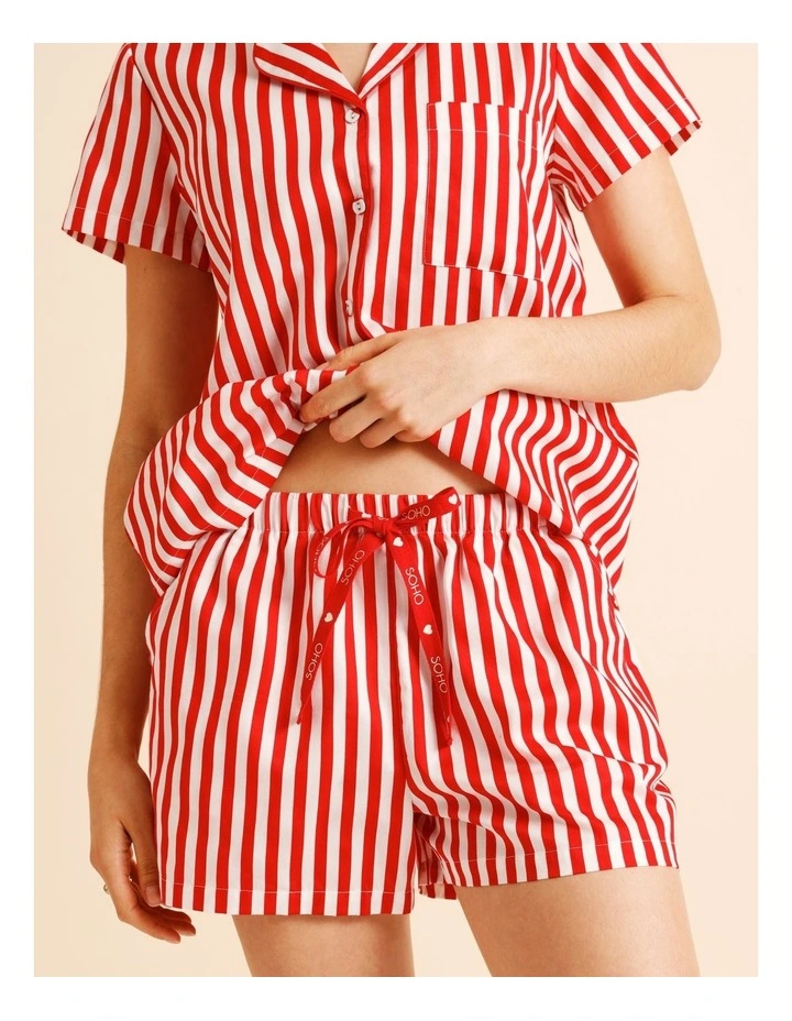 Core Cotton Sateen Short Sleeve Short PJ Set in Candy Stripe image 4