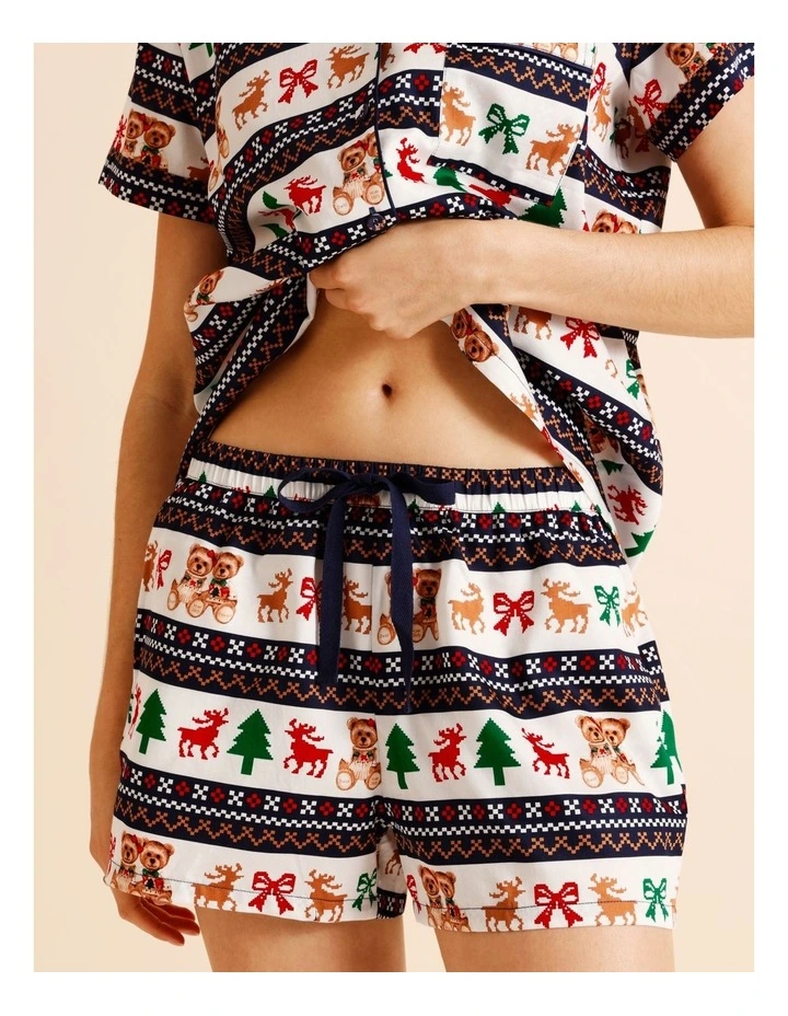 Christmas Short Sleeve PJ Set in Dawson & Daisy Fairisle Print image 4