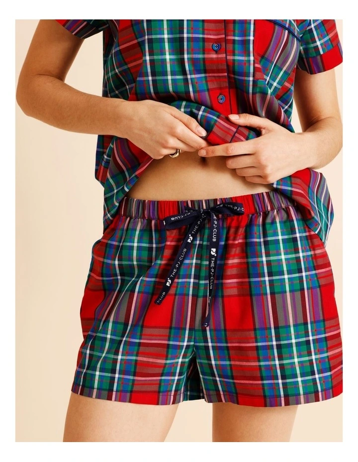 Christmas Short Sleeve PJ Set in Red Yarn Dyed Tartan image 4