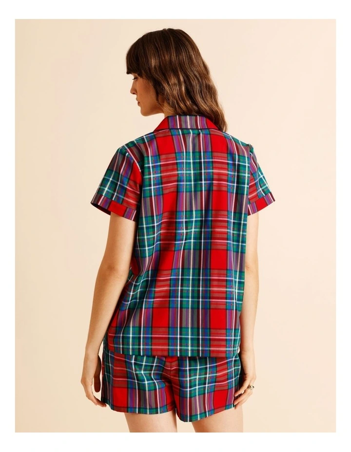 Christmas Short Sleeve PJ Set in Red Yarn Dyed Tartan image 5
