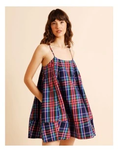 Christmas Relaxed Chemise in Navy Yarn Dyed Tartan