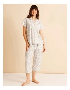 Core Cotton Short Sleeve 3/4 Pant PJ Set in Soft Paisley Print