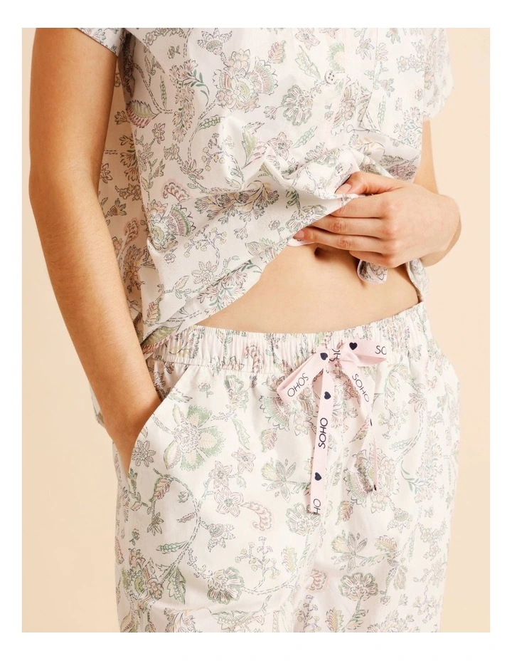 Core Cotton Short Sleeve 3/4 Pant PJ Set in Soft Paisley Print image 3