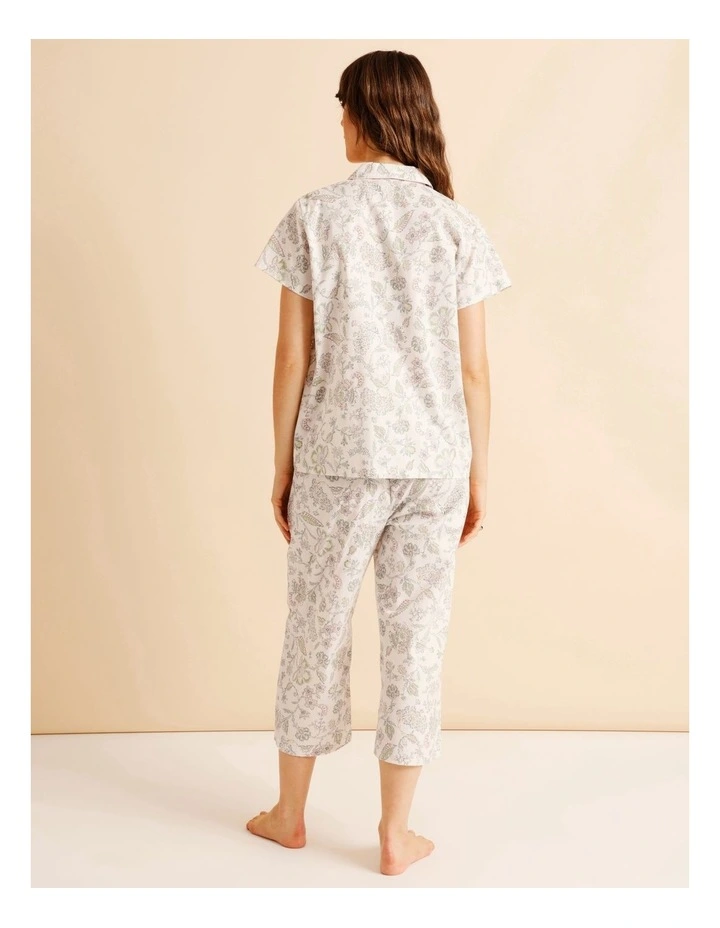 Core Cotton Short Sleeve 3/4 Pant PJ Set in Soft Paisley Print image 4