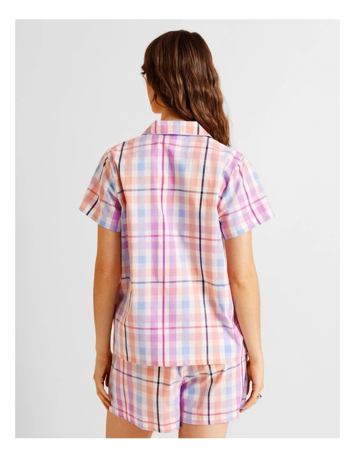 Core Cotton Short Sleeve Short PJ Set in Multi Gingham Print image 5