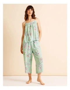 Serene Woven Cami 3/4 Set in Pistachio Paisley Print