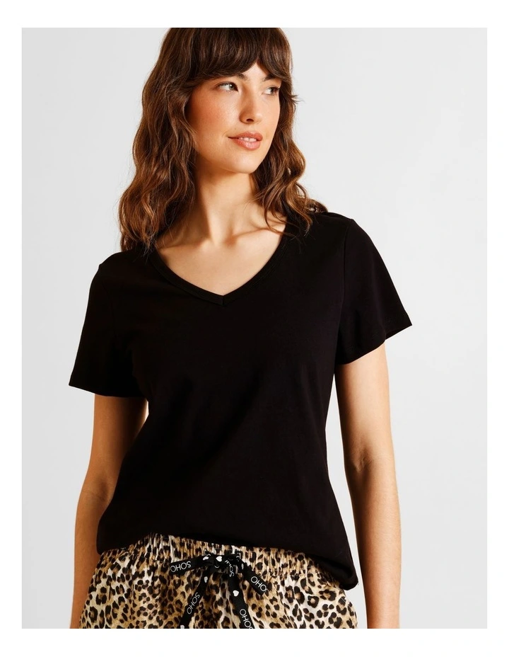 Essentials V-Neck 3/4 Pant PJ Set in Leopard Print image 2