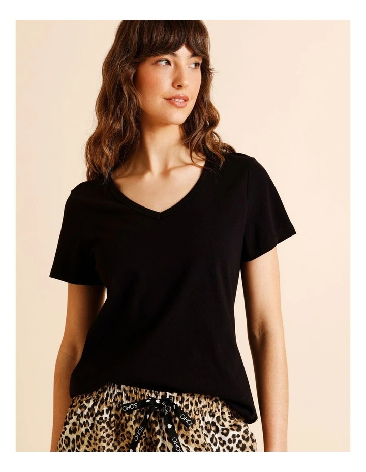 Essentials V-Neck 3/4 Pant PJ Set in Leopard Print image 2