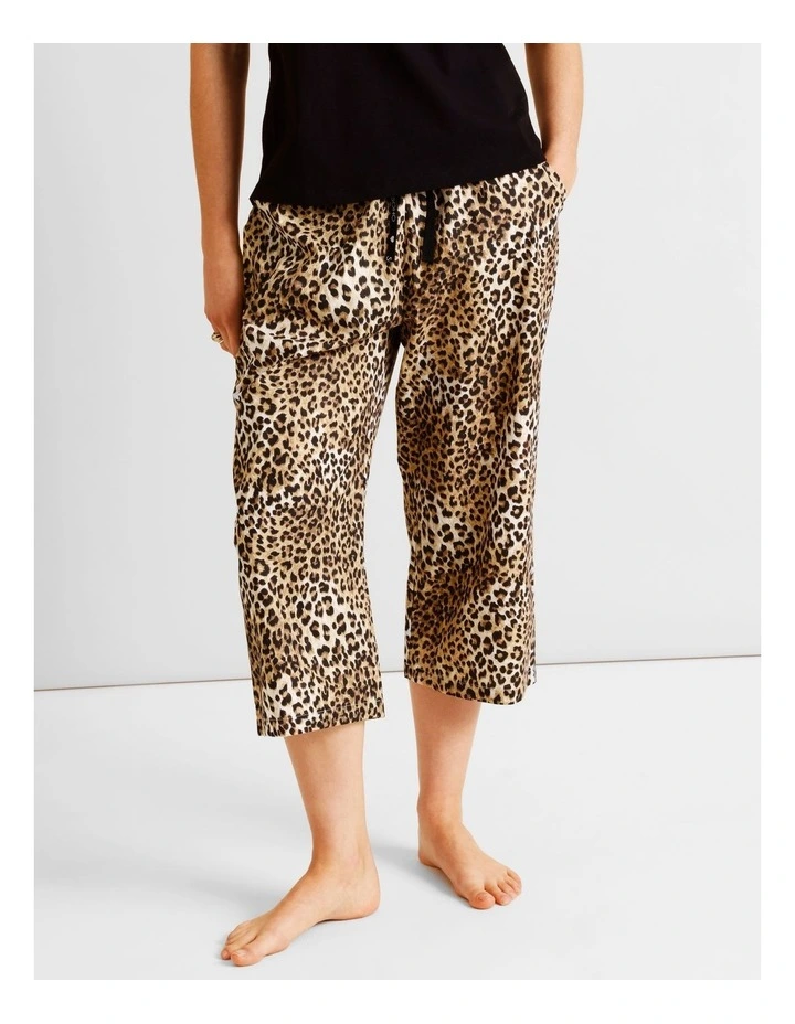 Essentials V-Neck 3/4 Pant PJ Set in Leopard Print image 4