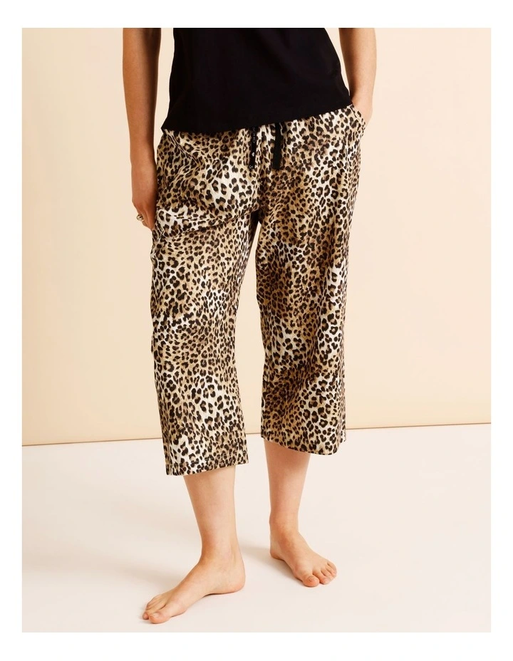Essentials V-Neck 3/4 Pant PJ Set in Leopard Print image 4