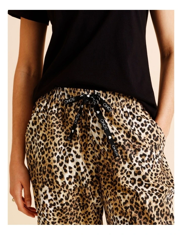 Essentials V-Neck 3/4 Pant PJ Set in Leopard Print image 5
