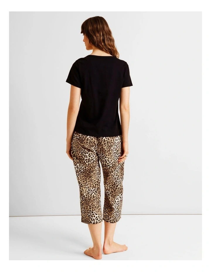 Essentials V-Neck 3/4 Pant PJ Set in Leopard Print image 6