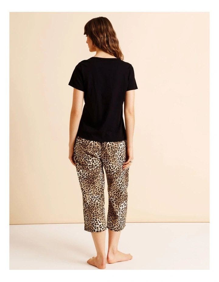 Essentials V-Neck 3/4 Pant PJ Set in Leopard Print image 6